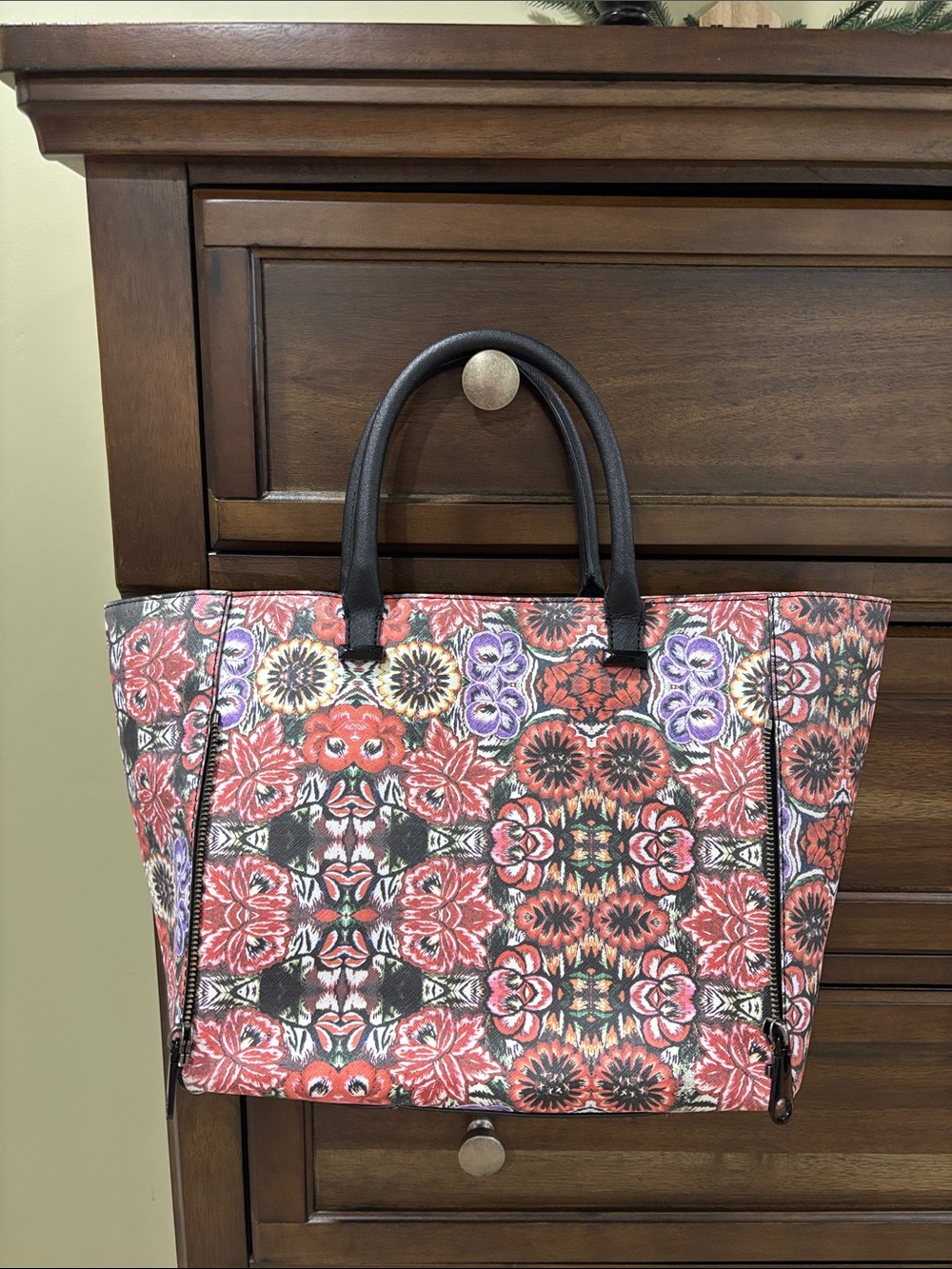 Rebecca Minnkoff Leather Floral Tote Bag